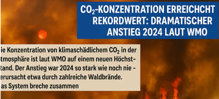CO₂-Konzentration erreicht Rekordwert: Dramatischer Anstieg 2024 laut WMO