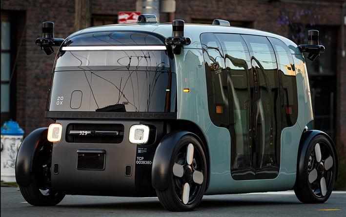 electric Zoox Robotaxi in San Francisco